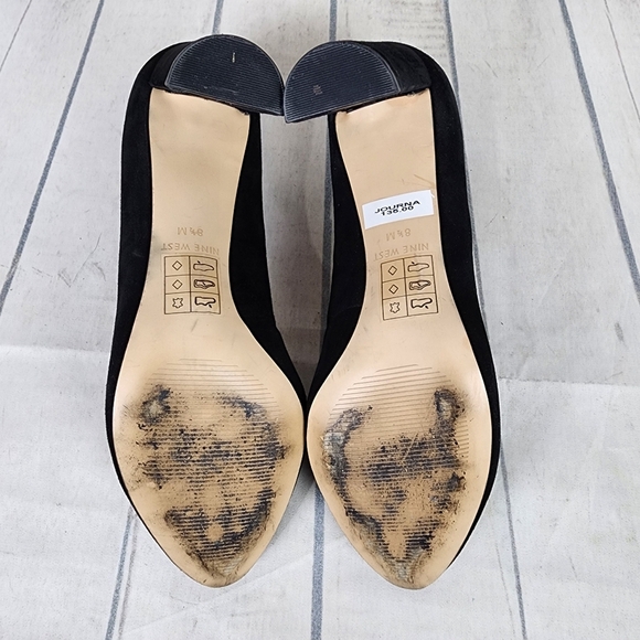 Nine West Journa Closed Toe Suede Classic Pump Heel Black Size 8 1/2 - Picture 10 of 12